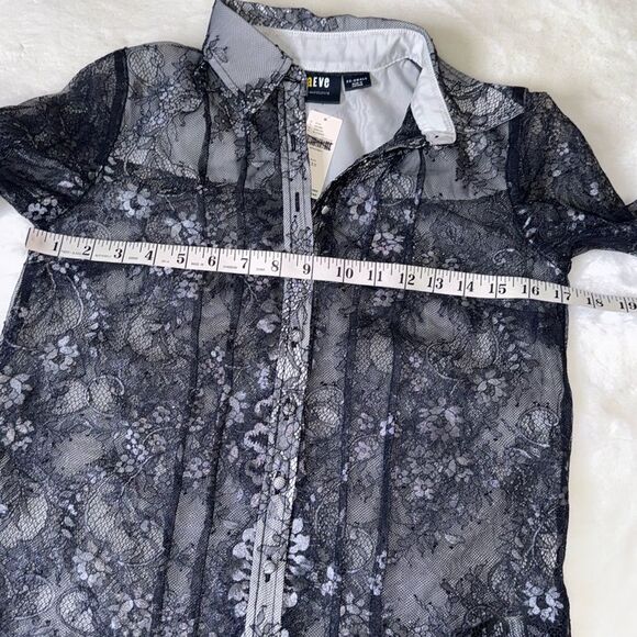 Anthropologie Maeve Lace Sheer Long Sleeve Button Down Blouse/Shirt Size XXS - Picture 7 of 14